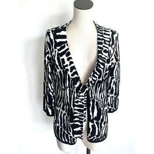 Christopher & Banks Cardigan Sweater Tie Belt Animal Print Size Large